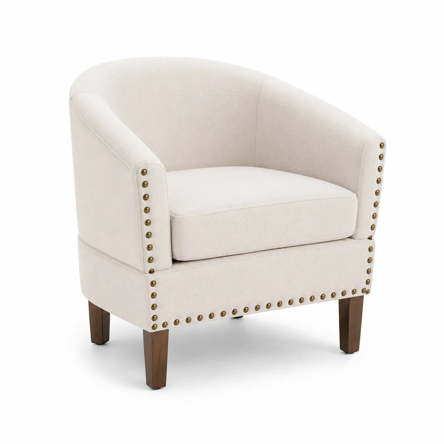 Leinen-Polsterstuhl mit Holzbeinen Beige