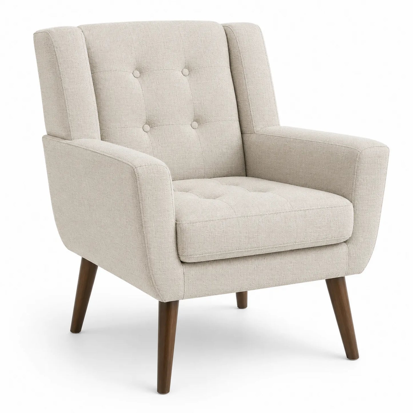 Stoffsessel Leinen Beige mit Holzbeinen 80cm Höhe