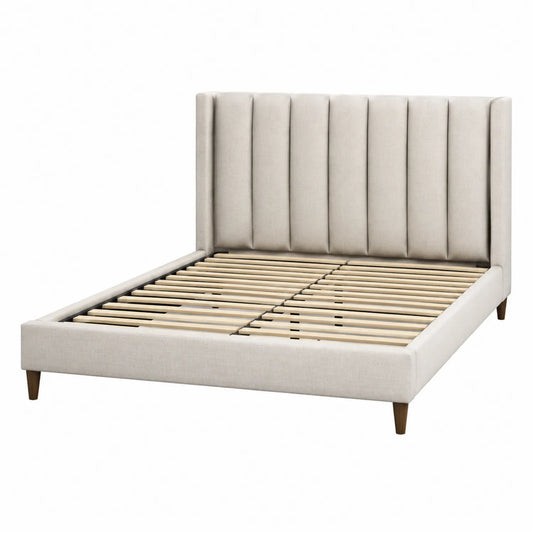 Stoff-Polsterbett mit Lattenrost 200x160cm Beige