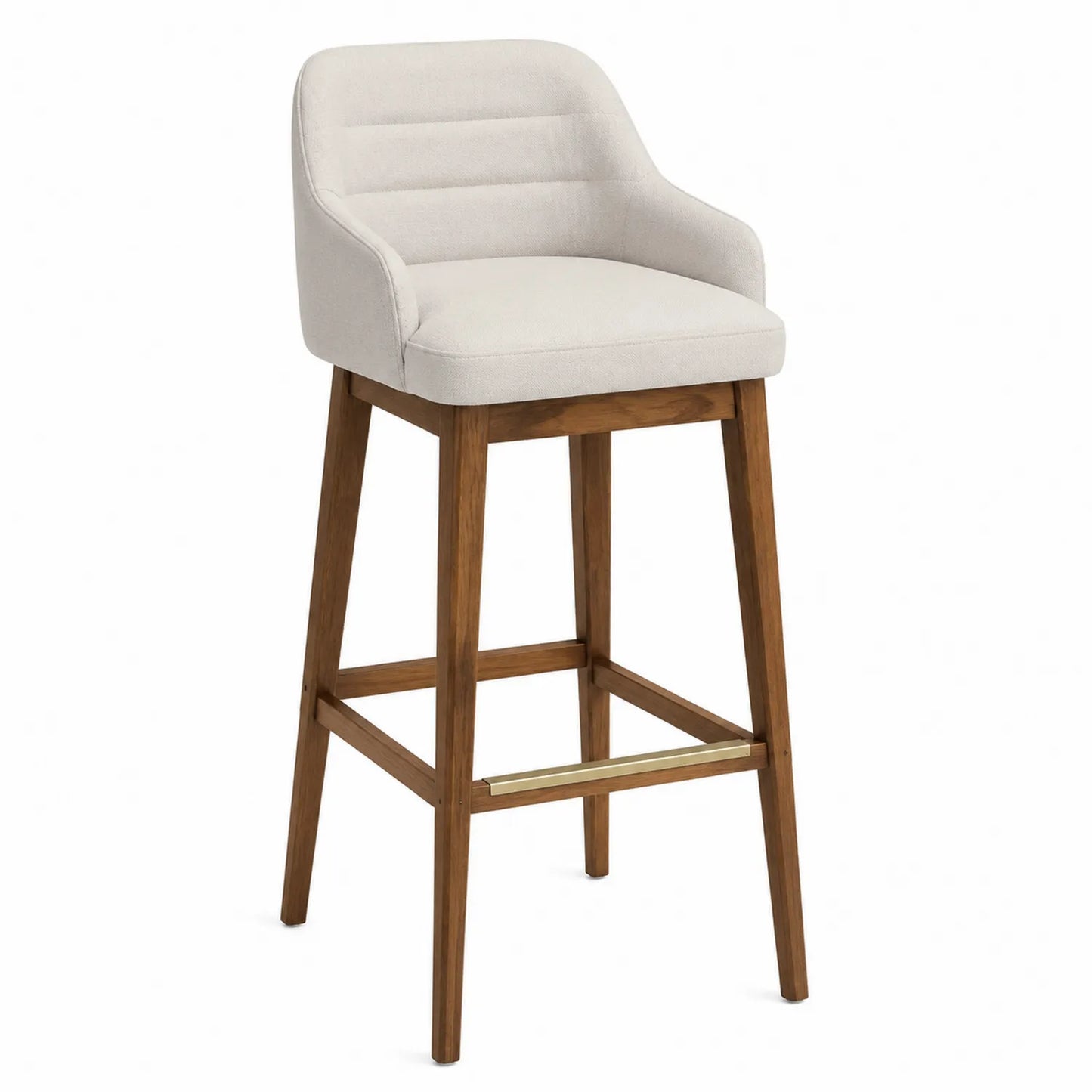 Barhocker aus Holz mit Stoffbezug Beige