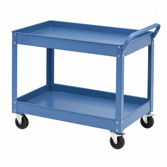 Stahl Rollwagen mit 2 Ebenen Blau