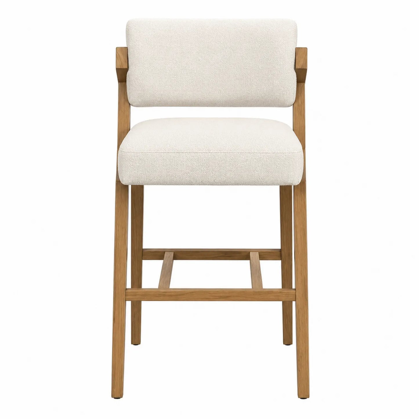 Barhocker aus Eiche mit Leinensitz Beige