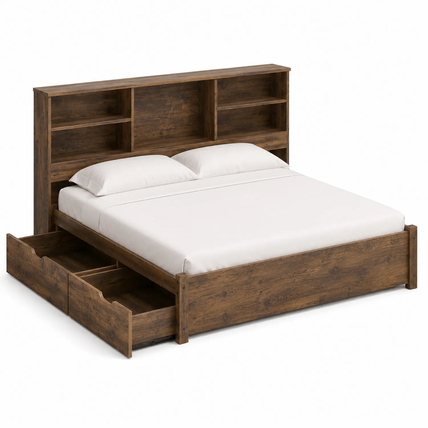Doppelbett aus Holz mit Stauraum Braun 200x180cm