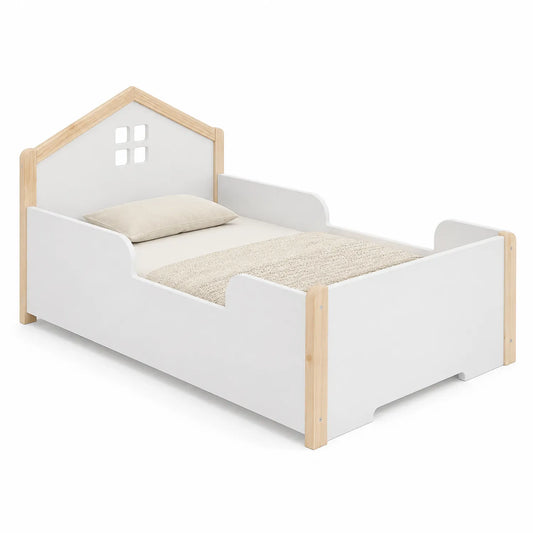 Kinderbett Holz Weiß/Naturholz 160x80 cm