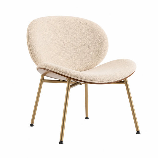 Loungesessel Bouclé Stoff Metall Beige