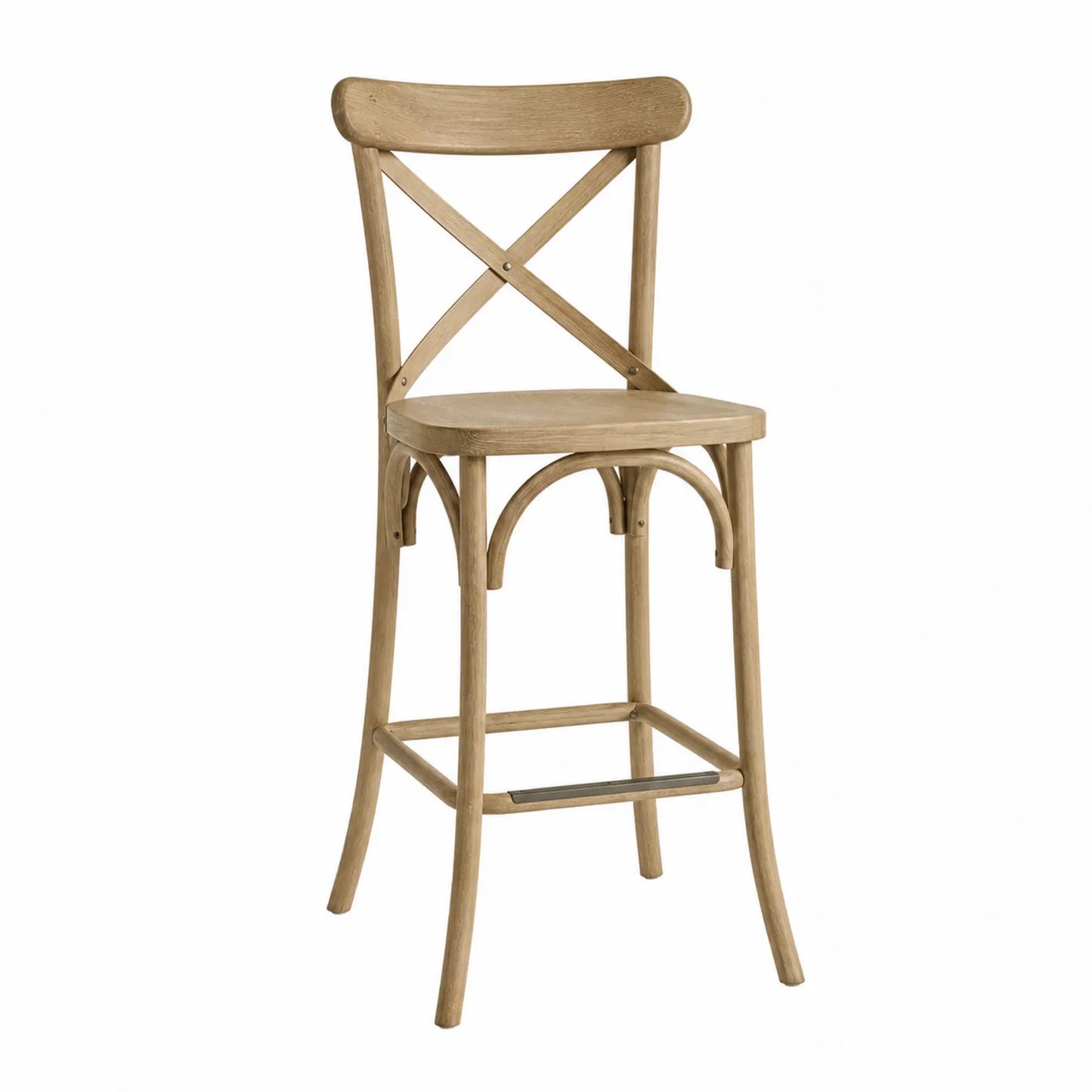 Holz Barhocker mit X-Rücken, Eiche, 110 cm
