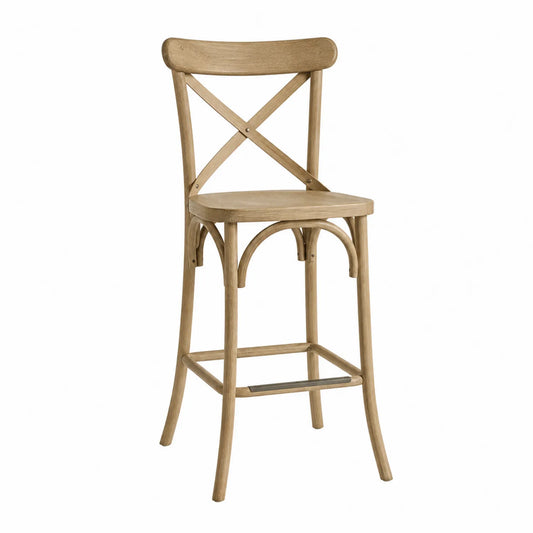 Holz Barhocker mit X-Rücken, Eiche, 110 cm