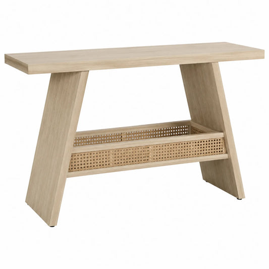 Konsolentisch aus Eichenholz und Rattan Natur